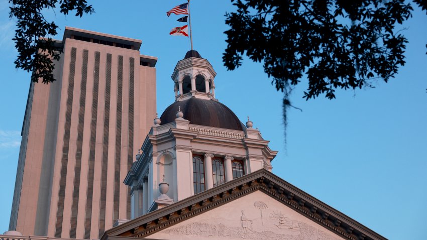 TALLAHASSEE, FLORIDA – JULY 26: The Florida Historic Capitol sits near the 22-story New Capitol building, which together are part of the Capitol Complex on July 26, 2023 in Tallahassee, Florida. Tallahassee became the state’s new capital city in 1824. Currently, the Florida Capitol Complex serves as the state government’s headquarters. The Capitol, a twenty-two-story structure, houses the Florida government’s Executive and Legislative arms. The Capitol Complex also includes the Historic Capitol and Knott Building and two five-story office buildings for the House of Representatives and Senate.  (Photo by Joe Raedle/Getty Images)