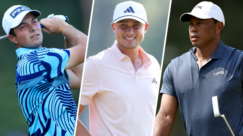 Viktor Hovland, Ludvig Adberg and Tiger Woods