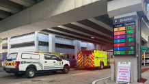 Miami-Dade Fire Rescue responds to a fire in a garage at Miami International Airport on Jan. 8, 2025.