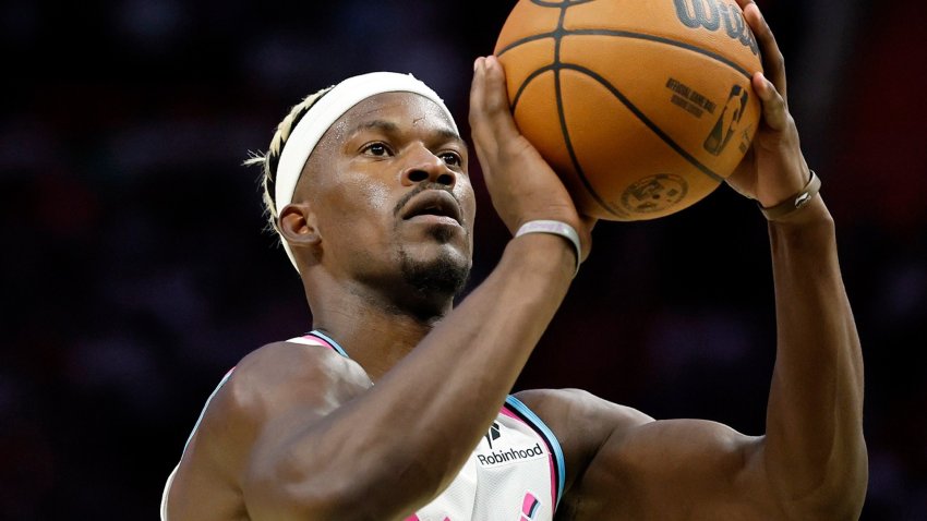 Jimmy Butler shoots a free throw