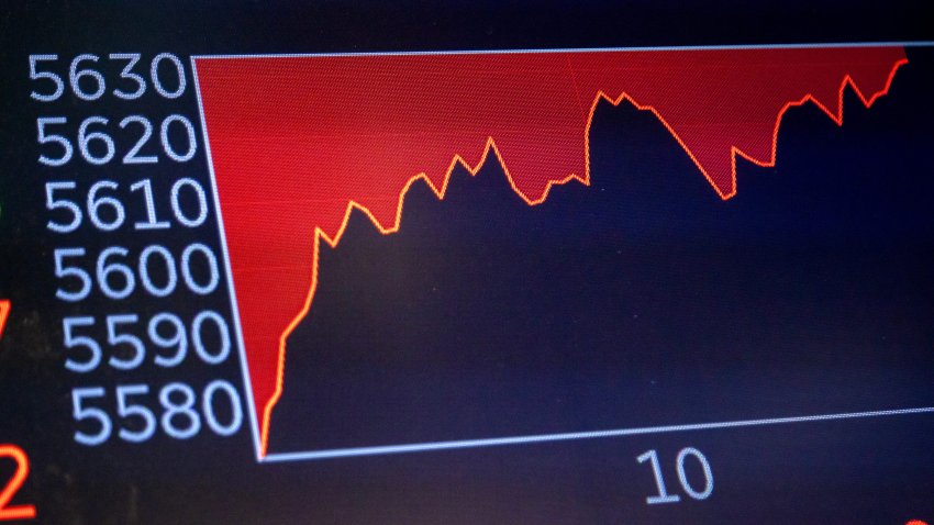 A monitor displays stock market information on the floor of the New York Stock Exchange (NYSE) in New York, US, on April 2, 2025.