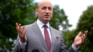White House deputy chief of staff for policy Stephen Miller speaks to the media outside the White House in Washington, D.C., U.S., May 9, 2025.